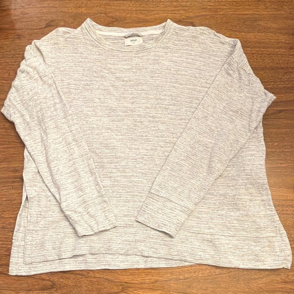 Aerie Women S Gray Heathered Knit Oversized Sweatshirt Layers Cozy Slouchy Flowy